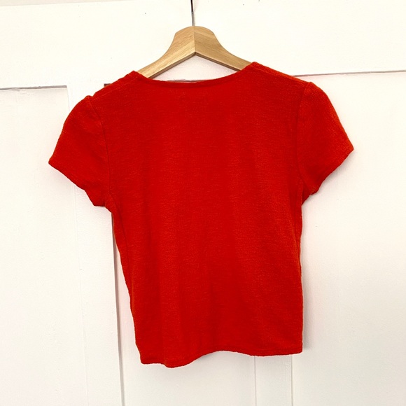 Madewell Vibrant red cropped wrap top - Picture 2 of 6